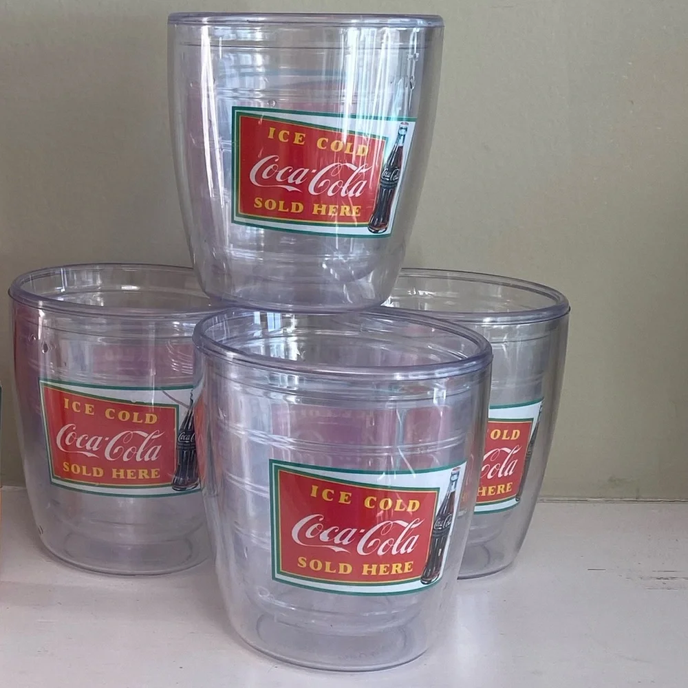 Coca Cola Collectors Set Vintage Coca Cola Tin Acrylic Tumblers Glasses Magnet